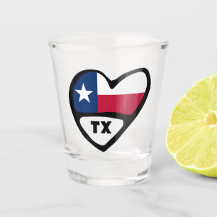 Texas State Flag in Heart, TX Shot Glass Glas