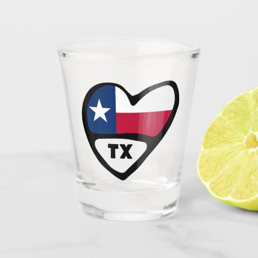 Texas State Flag in Heart, TX Shot Glass Glas (Voorkant)