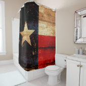 Texas State Flag in Rustic Wooden Grunge Kijk Douchegordijn (In situ)