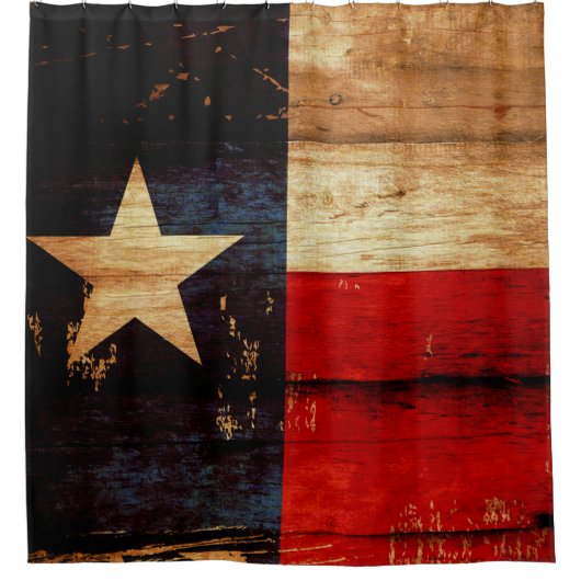 Texas State Flag in Rustic Wooden Grunge Kijk Douchegordijn (Voorkant)