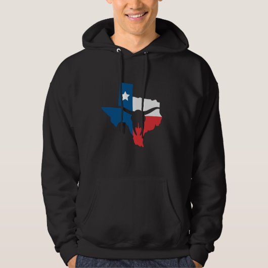 Texas State Flag Longhorn Silhouette Hoodie (Voorkant)