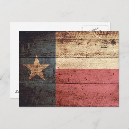 Texas State Flag op Old Wood Grain Briefkaart (Voorkant / Achterkant)