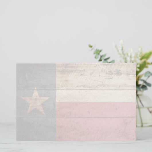 Texas State Flag op Old Wood Grain Briefpapier (Staand voorkant)
