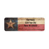 Texas State Flag op Old Wood Grain Etiket (Voorkant)