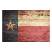 Texas State Flag op Old Wood Grain Foto Afdruk (Voorkant)