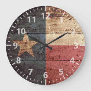 Texas State Flag op Old Wood Grain Grote Klok