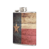 Texas State Flag op Old Wood Grain Heupfles (Links)