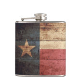 Texas State Flag op Old Wood Grain Heupfles (Voorkant)