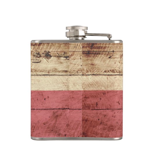 Texas State Flag op Old Wood Grain Heupfles (Achterkant)