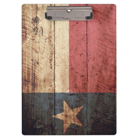 Texas State Flag op Old Wood Grain Klembord (Voorkant)