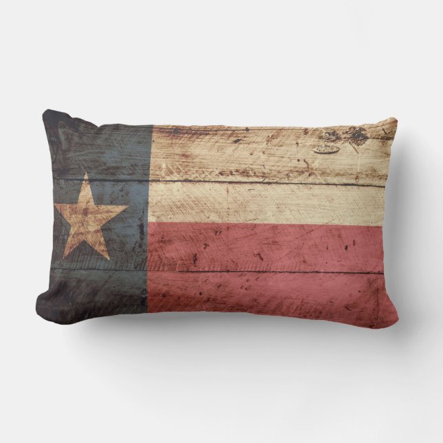 Texas State Flag op Old Wood Grain Kussen (Voorkant)