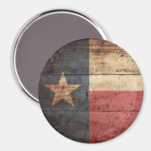 Texas State Flag op Old Wood Grain Magneet (Voorkant / Achterkant)