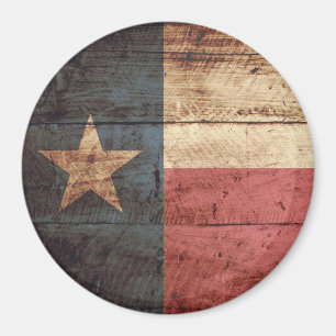 Texas State Flag op Old Wood Grain Magneet