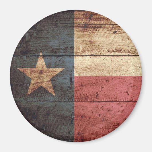 Texas State Flag op Old Wood Grain Magneet (Voorkant)