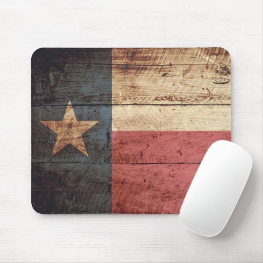 Texas State Flag op Old Wood Grain Muismat (Met muis)