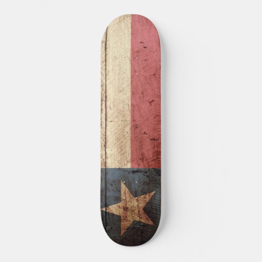 Texas State Flag op Old Wood Grain Persoonlijk Skateboard (Voorkant)