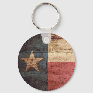 Texas State Flag op Old Wood Grain Sleutelhanger