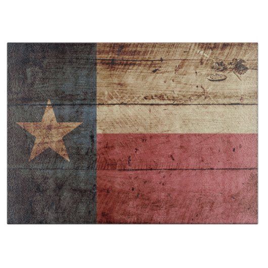 Texas State Flag op Old Wood Grain Snijplank (Voorkant)