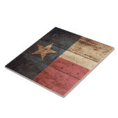 Texas State Flag op Old Wood Grain Tegeltje (Zijkant)
