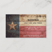 Texas State Flag op Old Wood Grain Visitekaartje (Achterkant)
