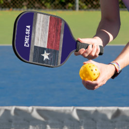 Texas state flag rustieke stijl donkerblauw tekst  pickleball paddle