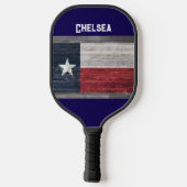 Texas state flag rustieke stijl donkerblauw tekst  pickleball paddle (Achterkant)