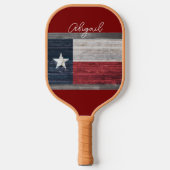 Texas state flag rustieke stijl donkerrood tekst t pickleball paddle (Voorkant)