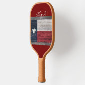Texas state flag rustieke stijl donkerrood tekst t pickleball paddle (Links)
