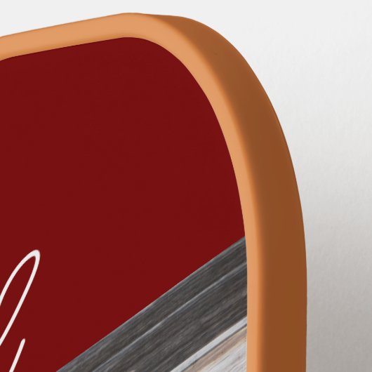 Texas state flag rustieke stijl donkerrood tekst t pickleball paddle (Links Detail)