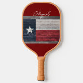 Texas state flag rustieke stijl donkerrood tekst t pickleball paddle (Achterkant)