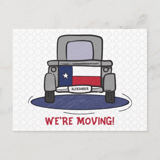 Texas State Flag Truck Bewegende aankondiging Briefkaart (Voorkant)