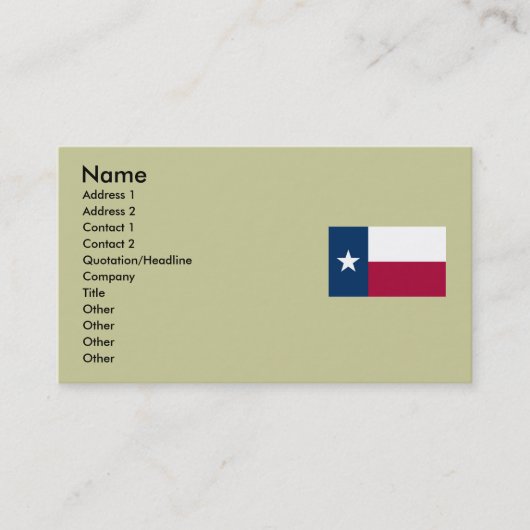 Texas State Flag Visitekaartje (Voorkant)