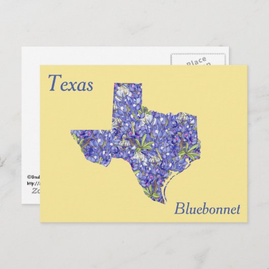 Texas State Flower Collage Map Briefkaart (Voorkant / Achterkant)