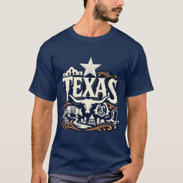 Texas State Heritage Lone Star Longhorn Art T-shirt