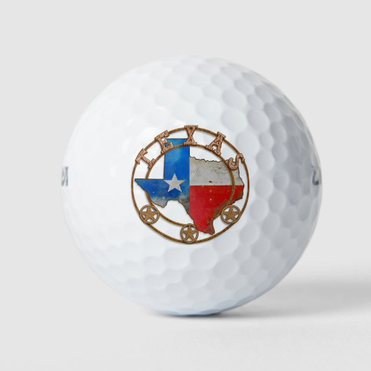Texas State Kaart Vlag Smeedijzeren Schuur Kunst Golfballen (Voorkant)