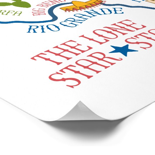 Texas State Landmarks Illustration Poster (Hoek)