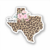 Texas State Leopard Print met bloemen Sticker (Voorkant)