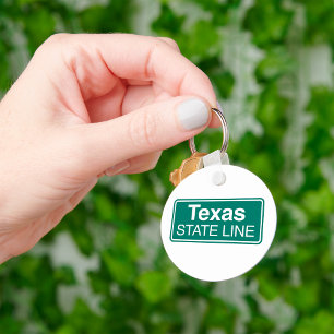 Texas State Line Klassiek Groen Wegwijsbord Sleutelhanger