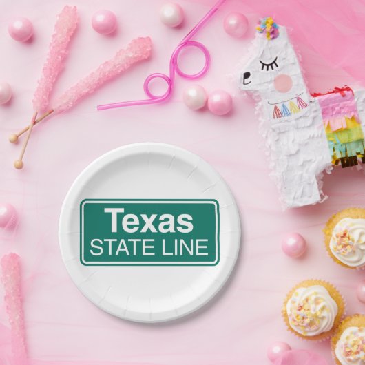 Texas State Line Road Sign Papieren Bordje (Feest)