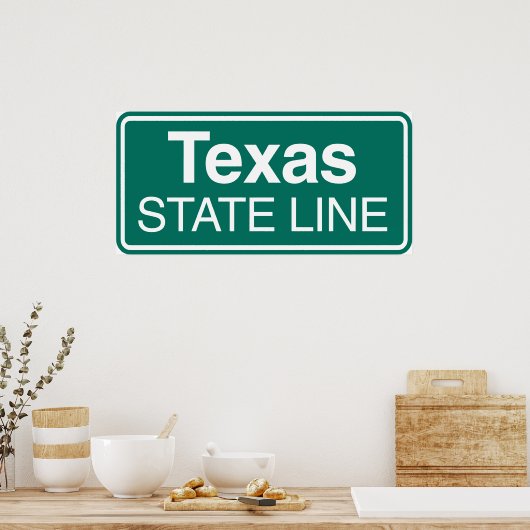 Texas State Line Road Sign Poster (Keuken)
