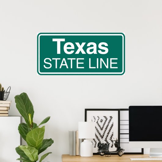 Texas State Line Road Sign Poster (Thuiskantoor)