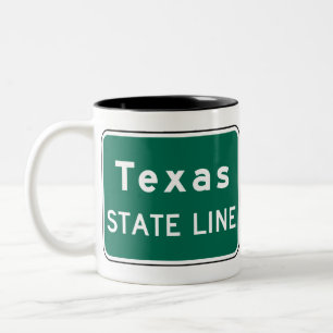 Texas State Line Road Sign Tweekleurige Koffiemok