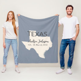Texas State Map Aangepaste naam en datum Fleece Deken