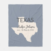 Texas State Map Aangepaste naam en datum Fleece Deken (Voorkant)