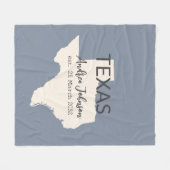 Texas State Map Aangepaste naam en datum Fleece Deken (Voorkant (Horizontaal))