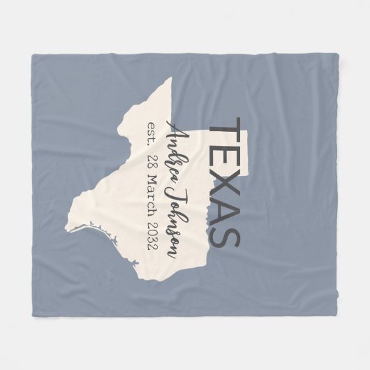 Texas State Map Aangepaste naam en datum Fleece Deken (Voorkant (Horizontaal))