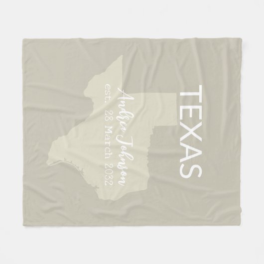 Texas State Map Aangepaste naam en datum Fleece Deken (Voorkant (Horizontaal))