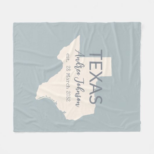 Texas State Map Aangepaste naam en datum Fleece Deken (Voorkant (Horizontaal))