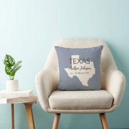 Texas State Map Aangepaste naam en datum Kussen
