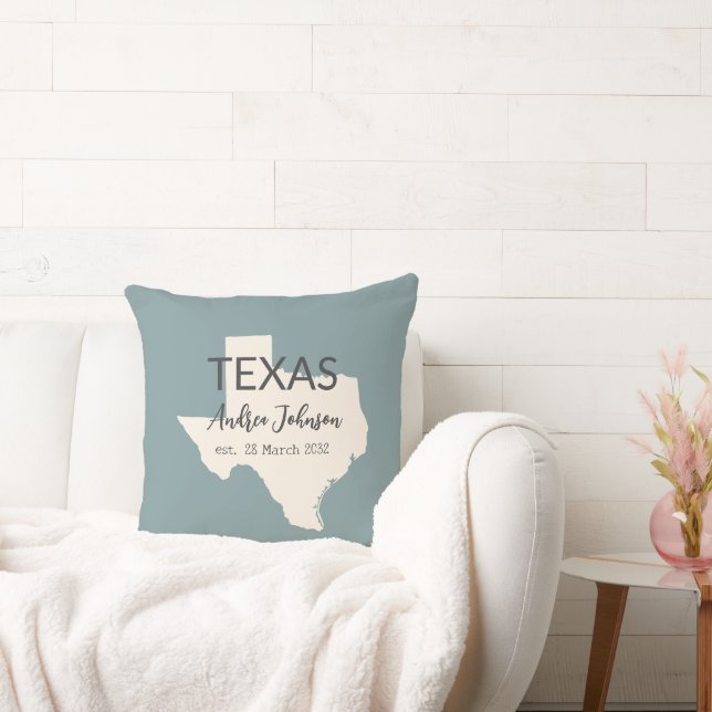 Texas State Map Aangepaste naam en datum Kussen (Bank)